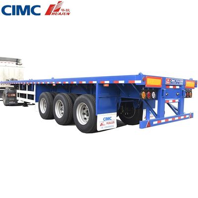 50 toneladas de camión remolque 3 eje 40 pies CIMC HUAJUN semirremolque de cama plana
