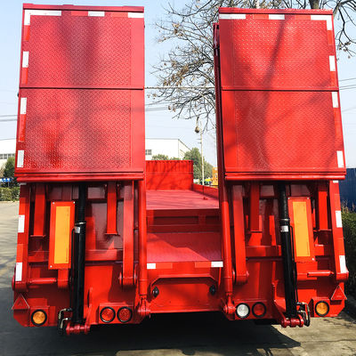 Sistema de frenado antibloqueo ABS Equipado con CIMC HUAJUN 3 Eje Semi remolque de cama baja con rampa hidráulica HJGMCK20069