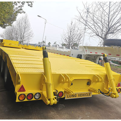 CIMC HUAJUN 3 Eje de cama baja Semi-remolque Camión Equipo de remolque Transporte Elevación hidráulica Remolque de niño bajo Fuwa Eje de trabajo pesado