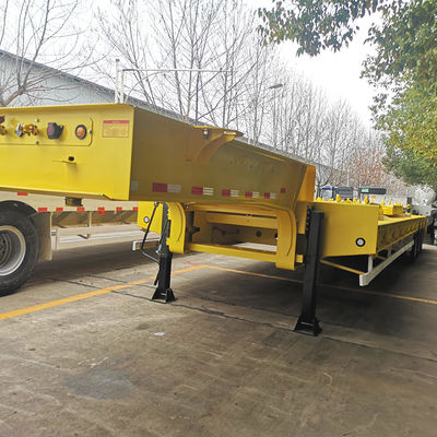 CIMC HUAJUN 3 Eje de cama baja Semi-remolque Camión Equipo de remolque Transporte Elevación hidráulica Remolque de niño bajo Fuwa Eje de trabajo pesado