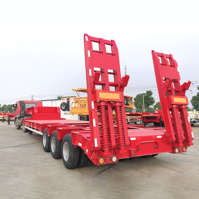 Cimc Huajun 3exis semirremolque de cama baja vigas de acero de alta tracción para transporte versátil