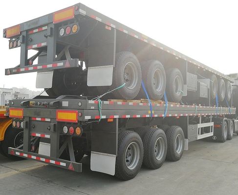 Tren de aterrizaje estándar 3 eje 40 pies contenedor semirremolque de cama plana con pintura KTL