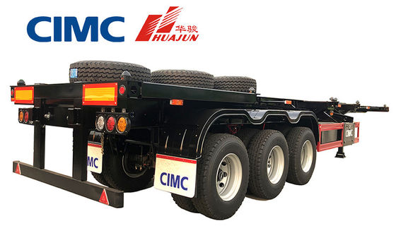 CIMC HUAJUN 3 Eje 40 pies de contenedor de cama plana semirremolque con 12 cerraduras de giro y tamaño 12380 * 2500