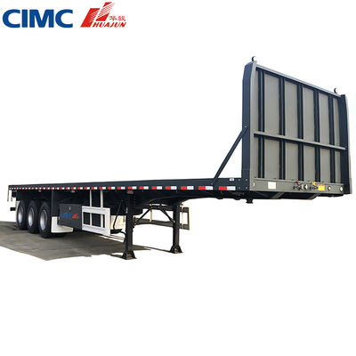 40T Max Carga útil CIMC HUAJUN 20ft 40ft remolque de cama plana con suspensión y elevación por aire