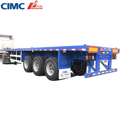 40T Max Carga útil CIMC HUAJUN 20ft 40ft remolque de cama plana con suspensión y elevación por aire