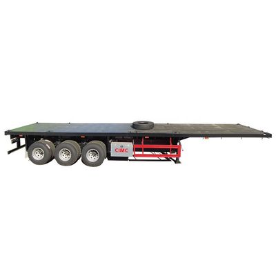 Chasis de camión de 80T CIMC HUAJUN 20ft 40ft remolque de contenedores de cama plana con llantas 12R22.5