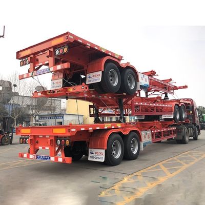 40T Max Carga útil Suspensión aérea Deslizador extensible Esqueleto Contenedor Chasis Semirremolque