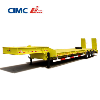 Suspensión mecánica y rampa hidráulica 3 ejes 60T/80T Semirremolque de cama baja para camión