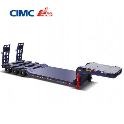 Suspensión mecánica y rampa hidráulica 3 ejes 60T/80T Semirremolque de cama baja para camión