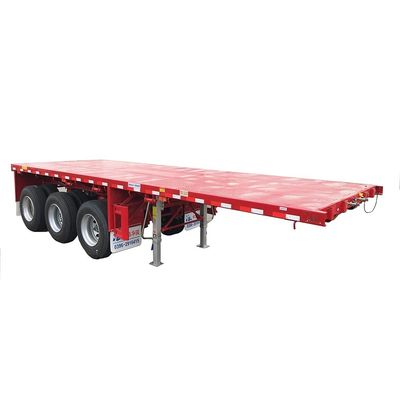 Suspensión de resorte de hoja 3 ejes 40FT contenedor de cama plana semirremolque para una fácil descarga
