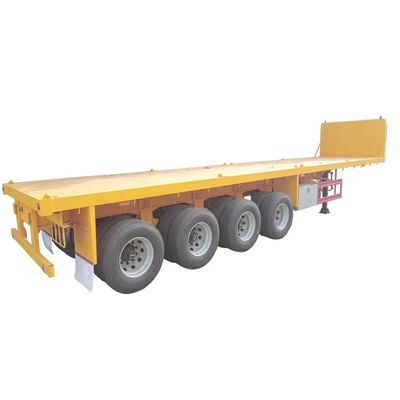 Transporte de larga distancia 4 ejes camión de carga pesada de semirremolque de cama plana y 12 cerraduras de giro
