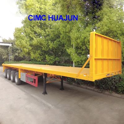 Transporte de larga distancia 4 ejes camión de carga pesada de semirremolque de cama plana y 12 cerraduras de giro