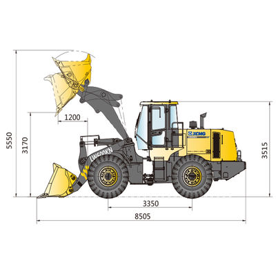 6500kg Peso de funcionamiento LW600KN Cargador de ruedas con cilindro hidráulico superior y cubo de cohete