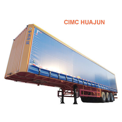 Transporte verde Utilidad camión de furgoneta seca remolque con jaula CIMC HUAJUN Clientes opcionales