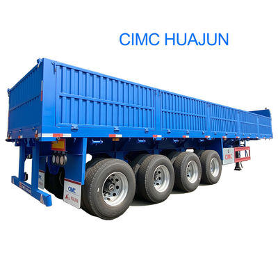 Semiremolque de 4 ejes con pared lateral de 1000 mm, carga útil máxima de 60T de neumático 12.00R20