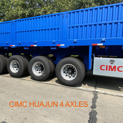 Semiremolque de 4 ejes con pared lateral de 1000 mm, carga útil máxima de 60T de neumático 12.00R20