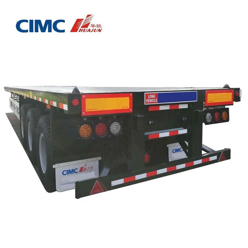 CIMC HUAJUN 3 Eje 40 pies de contenedor de cama plana semirremolque con 12 cerraduras de giro y tamaño 12380 * 2500