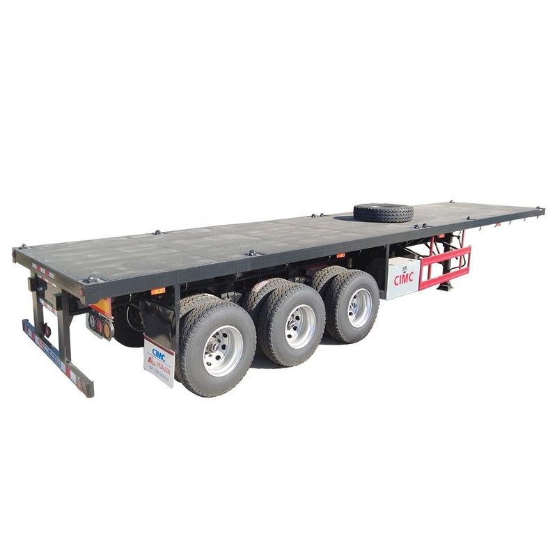 Chasis de camión de 80T CIMC HUAJUN 20ft 40ft remolque de contenedores de cama plana con llantas 12R22.5