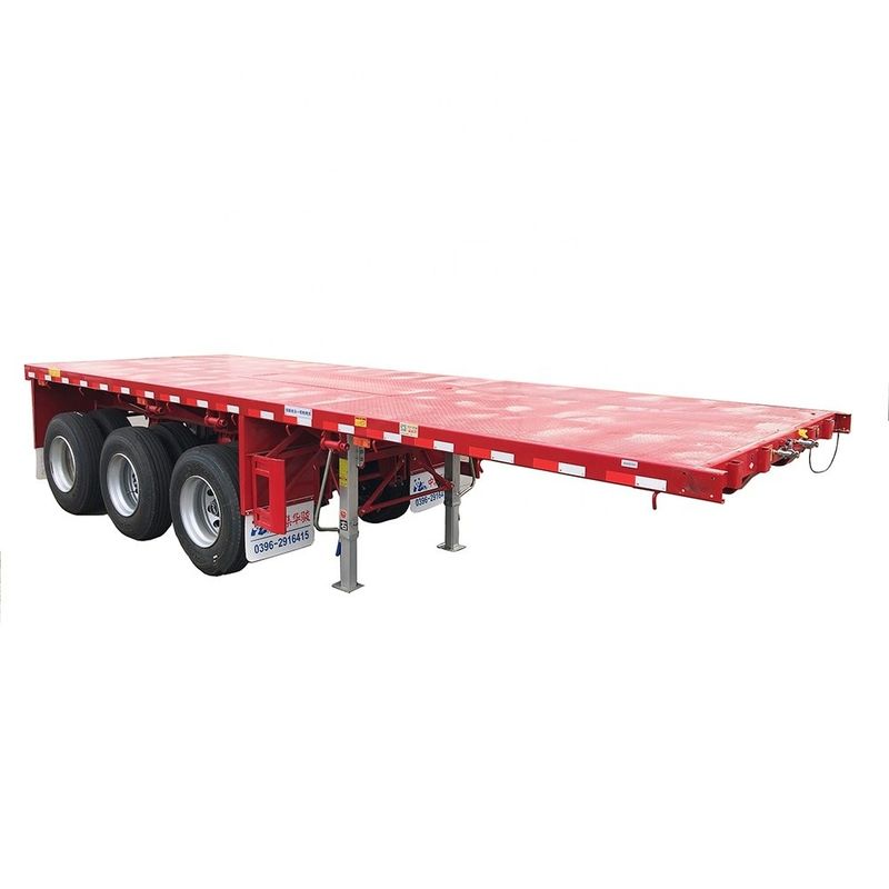 Suspensión de resorte de hoja 3 ejes 40FT contenedor de cama plana semirremolque para una fácil descarga