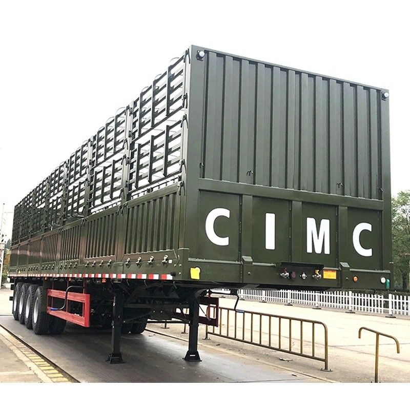Semi-remolque de camión de 60 toneladas de capacidad de carga con cerca y lona de vigas principales T700/Q345 de acero