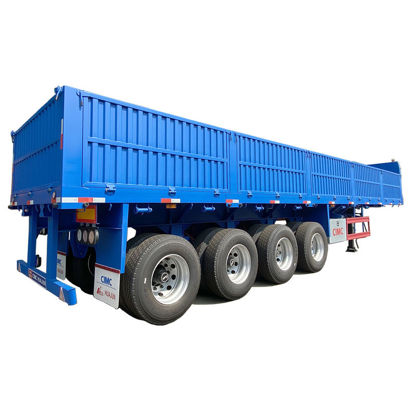 Semiremolque de 4 ejes con pared lateral de 1000 mm, carga útil máxima de 60T de neumático 12.00R20